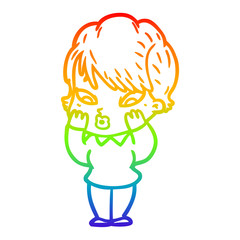 rainbow gradient line drawing cartoon woman