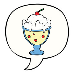 cartoon tasty dessert and speech bubble