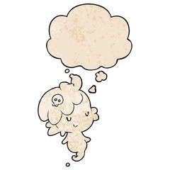 cartoon ghost and thought bubble in grunge texture pattern style