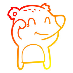 warm gradient line drawing tired smiling bear cartoon