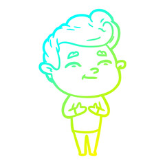 cold gradient line drawing happy cartoon man