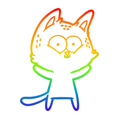 rainbow gradient line drawing cartoon cat