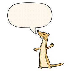 cartoon weasel and speech bubble in comic book style