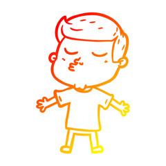 warm gradient line drawing cartoon model guy pouting