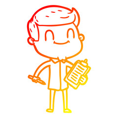 warm gradient line drawing cartoon friendly man
