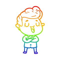 rainbow gradient line drawing happy cartoon man