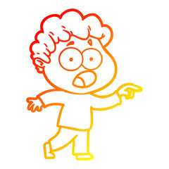 warm gradient line drawing cartoon man gasping in surprise