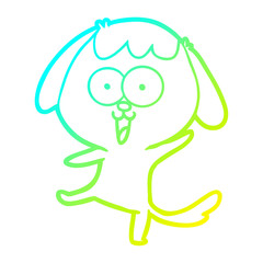 cold gradient line drawing cute cartoon dog