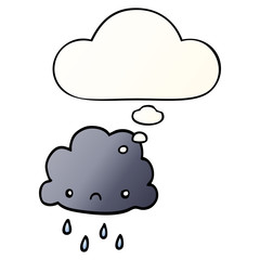 cartoon storm cloud and thought bubble in smooth gradient style