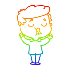 rainbow gradient line drawing cartoon man talking