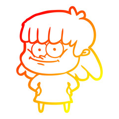 warm gradient line drawing cartoon smiling woman