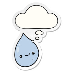 cartoon raindrop and thought bubble as a printed sticker