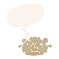 funny cartoon bear and speech bubble in retro style