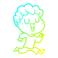 cold gradient line drawing laughing cartoon man