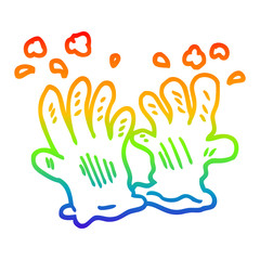 rainbow gradient line drawing cartoon sterile gloves