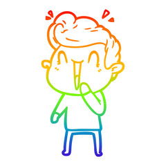 rainbow gradient line drawing cartoon excited man