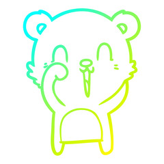 Fototapeta premium cold gradient line drawing happy cartoon bear