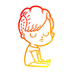 warm gradient line drawing cartoon woman