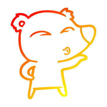 recommend clip art: warm gradient line drawing cartoon whistling bear