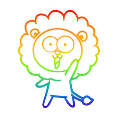 rainbow gradient line drawing happy cartoon lion
