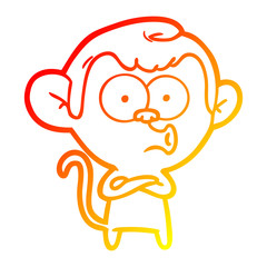 warm gradient line drawing cartoon hooting monkey