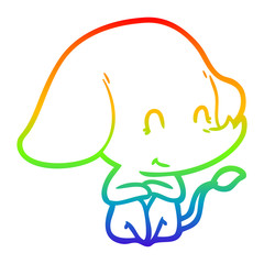 Obraz premium rainbow gradient line drawing cute cartoon elephant