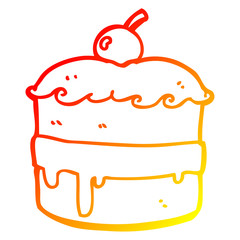 warm gradient line drawing cartoon cake