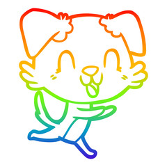 rainbow gradient line drawing laughing cartoon dog