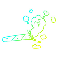 cold gradient line drawing cartoon smoking cigarette