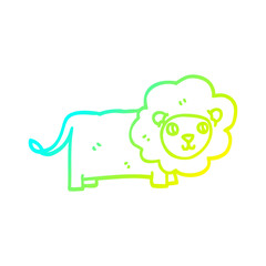 cold gradient line drawing cartoon lion