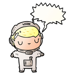 cute cartoon astronaut and speech bubble in smooth gradient style