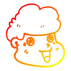 warm gradient line drawing cartoon boy's face