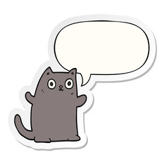 cartoon cat and speech bubble sticker