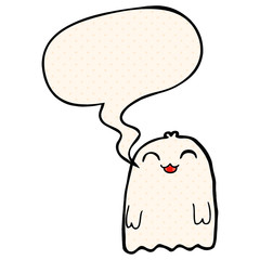 cartoon ghost and speech bubble in comic book style