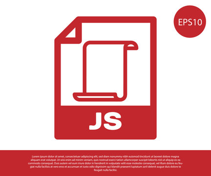 Red JS file document icon. Download js button icon isolated on white background. JS file symbol. Vector Illustration
