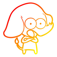 Obraz premium warm gradient line drawing cute cartoon elephant