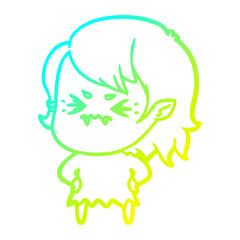 Fototapeta premium cold gradient line drawing annoyed cartoon vampire girl