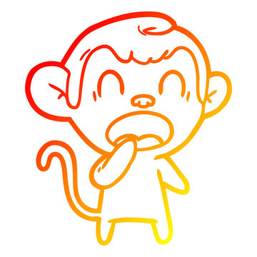 recommend clip art: warm gradient line drawing yawning cartoon monkey
