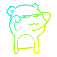 Obraz premium cold gradient line drawing angry bear polar cartoon