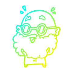 cold gradient line drawing cute surprised old man