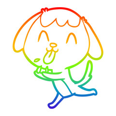 rainbow gradient line drawing cute cartoon dog