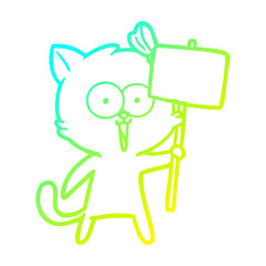 cold gradient line drawing cartoon cat