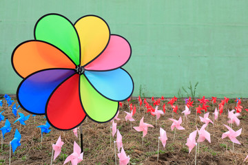 Color windmill in the park
