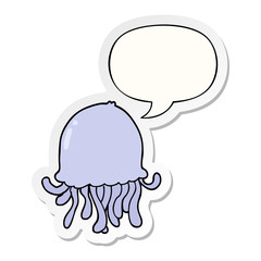 cartoon jellyfish and speech bubble sticker