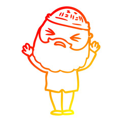warm gradient line drawing cartoon man with beard