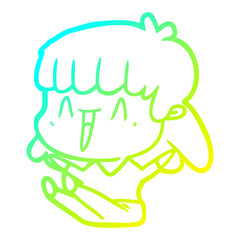 cold gradient line drawing cartoon woman