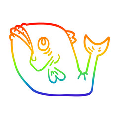 rainbow gradient line drawing funny cartoon fish