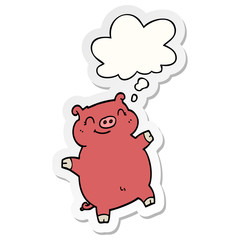 cartoon pig and thought bubble as a printed sticker