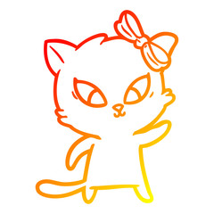 warm gradient line drawing cartoon cat