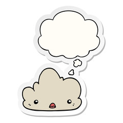 cute cartoon cloud and thought bubble as a printed sticker